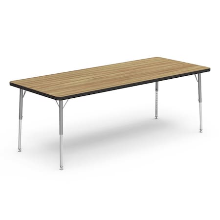 Virco 30 in. W, 72 in. L, 17-25 in. H, Medium Oak Top / Black Edge 483072LO